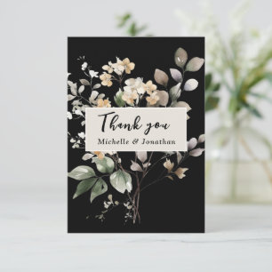 Elegant Autumn Floral Watercolor Wedding Thank You Card