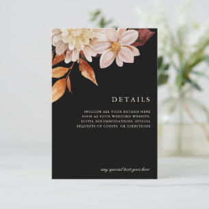 Elegant Autumn Floral Wedding Enclosure Details RSVP Card