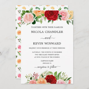 Elegant Autumn Floral Wedding Invitation