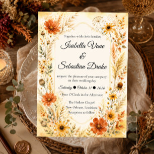 Elegant Autumn Floral Wedding Invitation