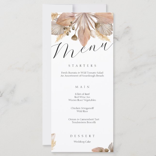 Elegant Autumn Floral Wedding Menu (Front)