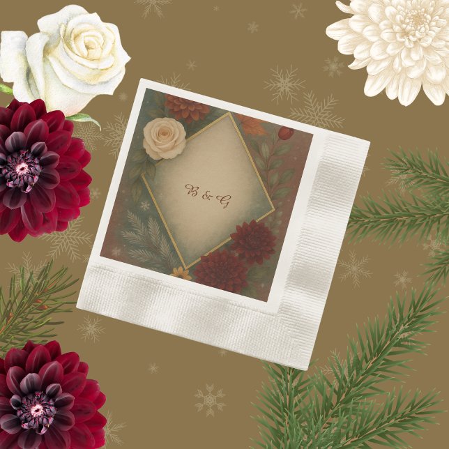 elegant autumn floral wedding napkin (Creator Uploaded)