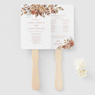 Elegant Autumn Floral Wedding Program Hand Fan