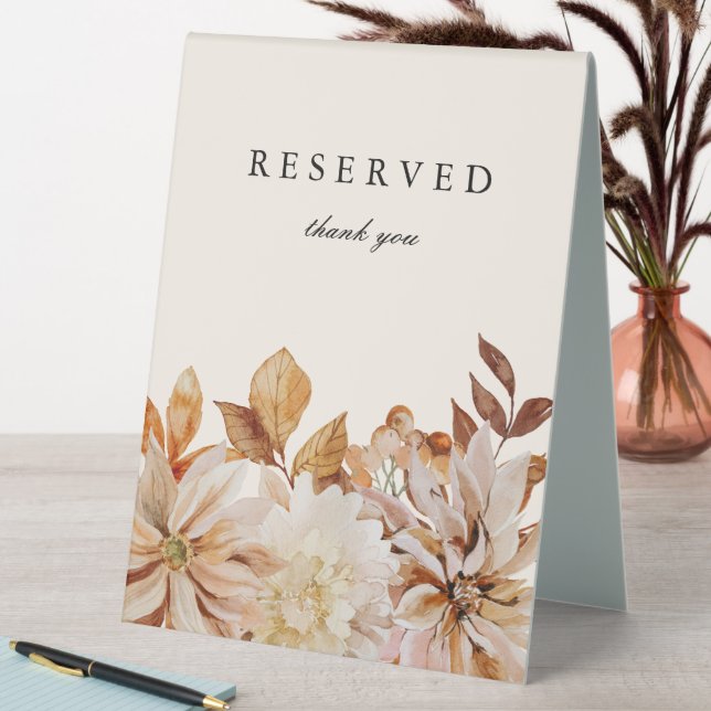 Elegant Autumn Floral Wedding Reserved Table Tent  (In SItu (Table))