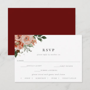 Elegant Autumn Floral Wedding RSVP Meal Choice Card