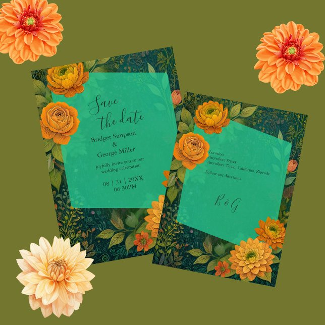 elegant autumn floral wedding save the date  invitation (Creator Uploaded)