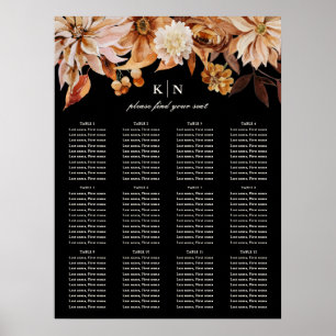 Elegant Autumn Floral Wedding Seating Chart Sign