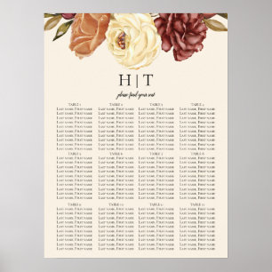 Elegant Autumn Floral Wedding Seating Poster