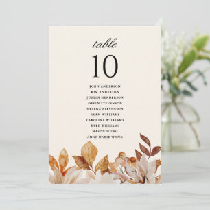 Elegant Autumn Floral Wedding Table Numbers