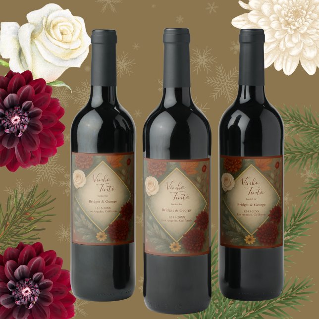 elegant autumn floral wedding wine label (Creator Uploaded)