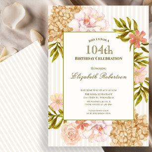Elegant Autumn Flowers 104th Birthday Invitation