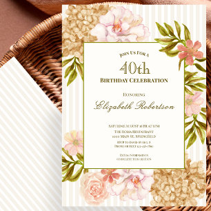 Elegant Autumn Flowers 40th Birthday Invitation