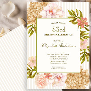 Elegant Autumn Flowers 83rd Birthday Invitation