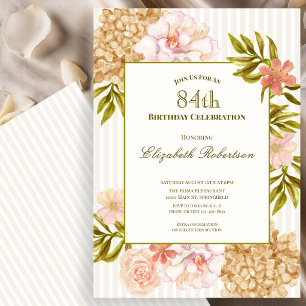 Elegant Autumn Flowers 84th Birthday Invitation