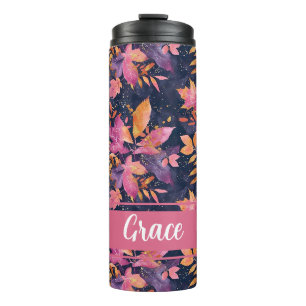 Elegant autumn flowers fall pattern thermal tumbler
