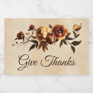 Elegant Autumn Flowers Floral Give Thanks Food Label