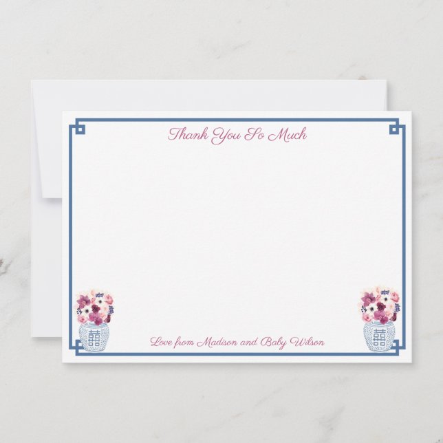 Elegant Autumn Flowers Orchids Roses Bridal Shower Thank You Card (Front)