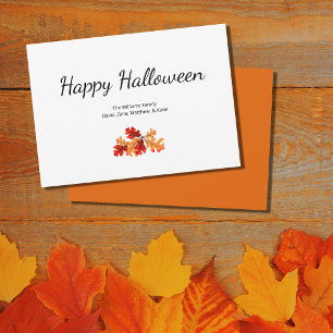 Elegant Autumn Foliage Happy Halloween Holiday Card