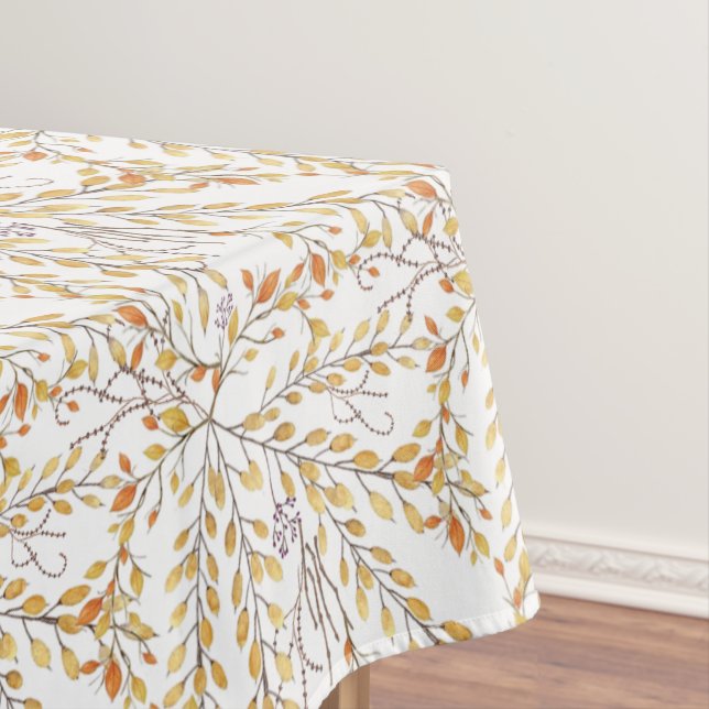 Elegant Autumn Foliage Pattern Personalised Tablecloth (In Situ)