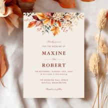 Elegant Autumn Foliage Soft Watercolor Wedding