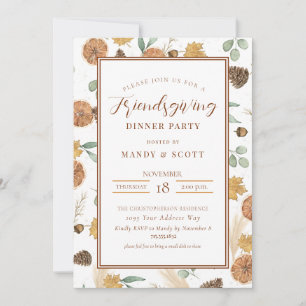 Elegant Autumn Friendsgiving Thanksgiving Dinner Invitation