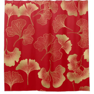 Elegant Autumn Ginkgo Leaves Gold Pattern Shower Curtain
