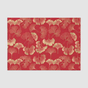 Elegant Autumn Ginkgo Leaves Gold Pattern Tissue Paper