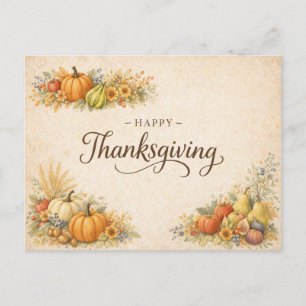 Elegant Autumn Harvest Happy Thanksgiving  Holiday Postcard