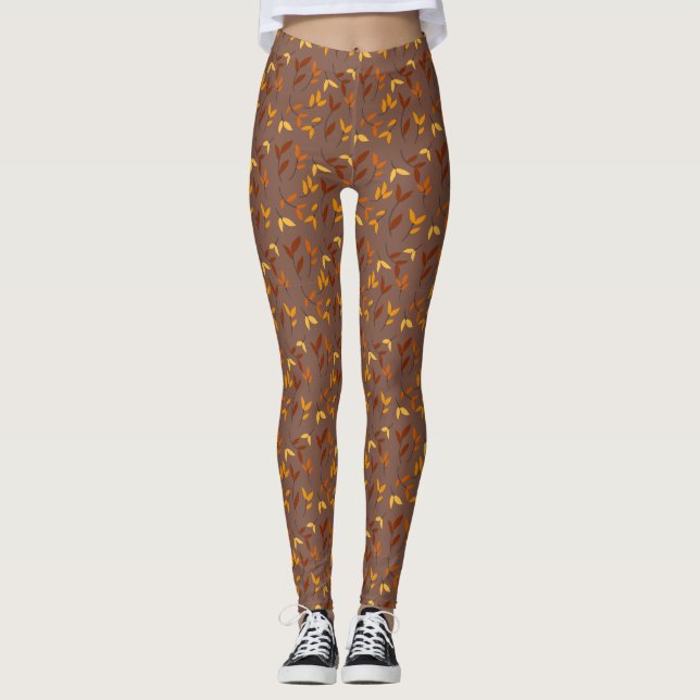 Elegant Autumn Leaf Leggings (Front)