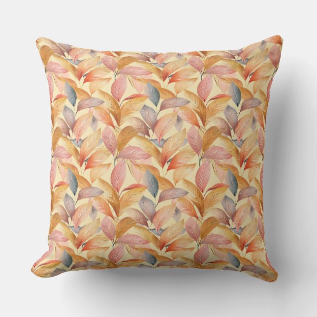 Elegant Autumn Leaf Pattern in Warm Tones Cushion (Front)