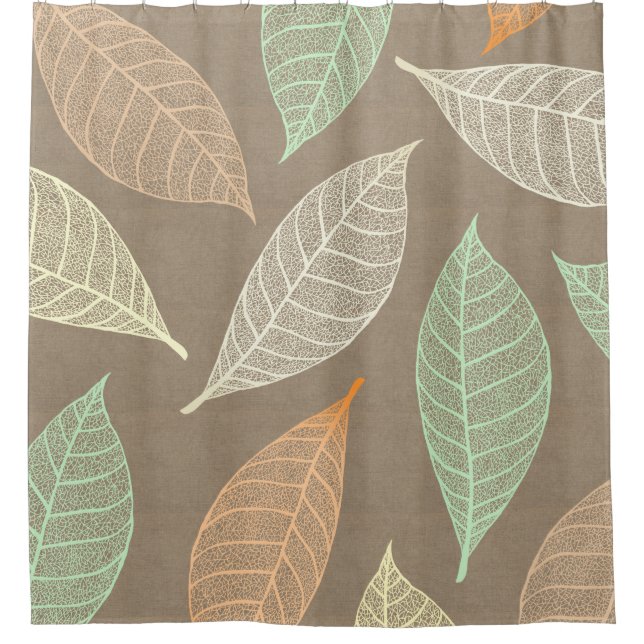 Elegant Autumn Leaf Skeletons & Faux Burlap Shower Curtain (Front)