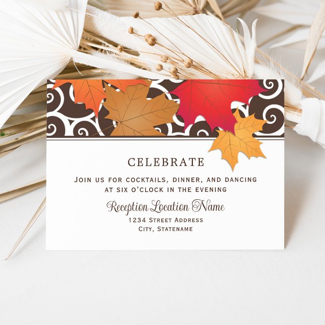 Elegant Autumn Leaves Fall Wedding Reception Invitation (Creator Uploaded)