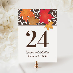Elegant Autumn Leaves Fall Wedding Table Number Postcard