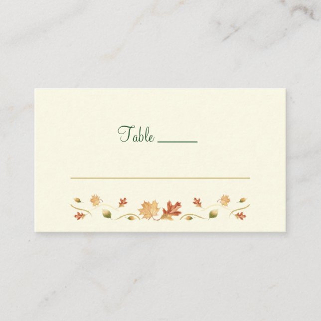 Elegant Autumn Leaves Flat Place Card (Front)