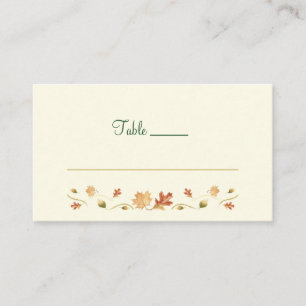 Elegant Autumn Leaves Flat Place Card