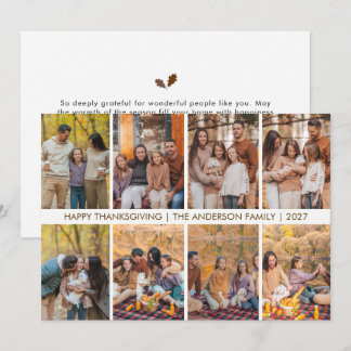 Elegant Autumn Leaves Happy Thanksgiving 10 Photo Holiday Card