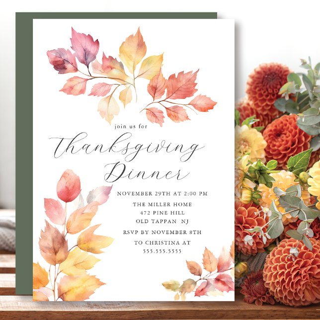 Elegant Autumn Leaves Thanksgiving Invitation (Creator Uploaded)