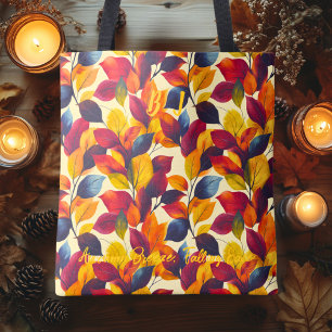 Elegant Autumn Leaves Tote Bag Warm Fall Pattern