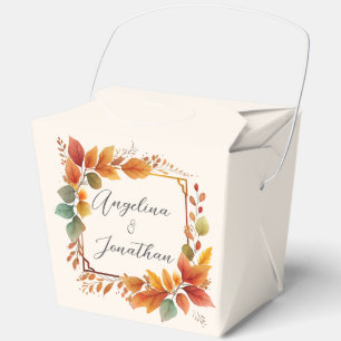 Elegant Autumn Leaves Watercolor Custom Wedding Favour Box