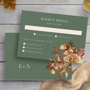 Elegant Autumn Leaves Wedding RSVP Card