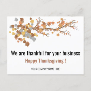 Elegant Autumn Maple Leaves Business Thanksgiving Postcard