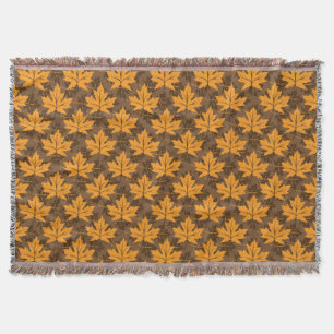 Elegant autumn maple leaves in fall colours throw blanket