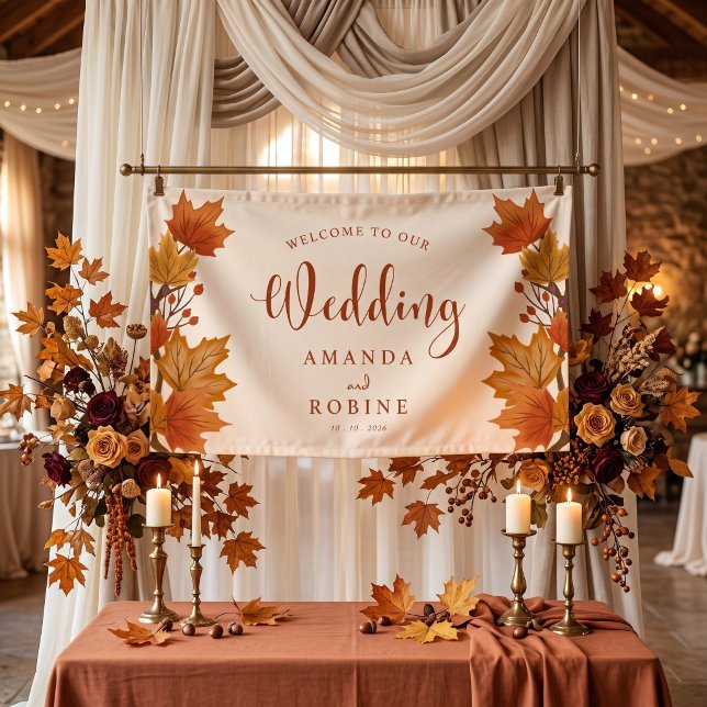 Elegant Autumn Maple Leaves Wedding Banner (Creator Uploaded)