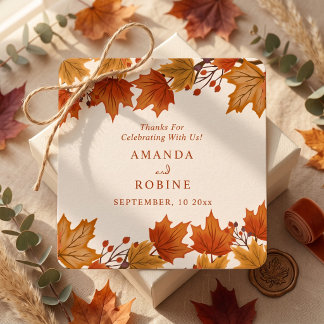 Elegant Autumn Maple Leaves Wedding Favour Tags