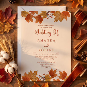 Elegant Autumn Maple Leaves Wedding Invitation