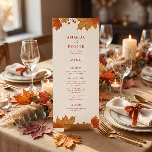 Elegant Autumn Maple Leaves Wedding Menu