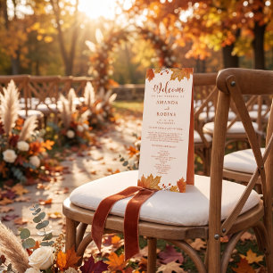Elegant Autumn Maple Leaves Wedding Program Programme