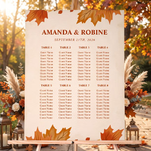 Elegant Autumn Maple Leaves Wedding Seating Chart