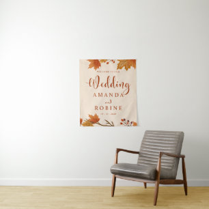 Elegant Autumn Maple Leaves Wedding Tapestry