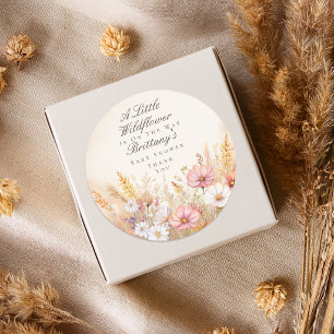 Elegant Autumn Meadow Wildflower Baby Shower Favou Classic Round Sticker